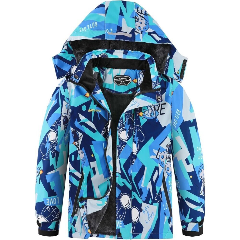 Warm and Durable Boys' Winter Coat with Zipper and Multi-Pockets - Size 10-12